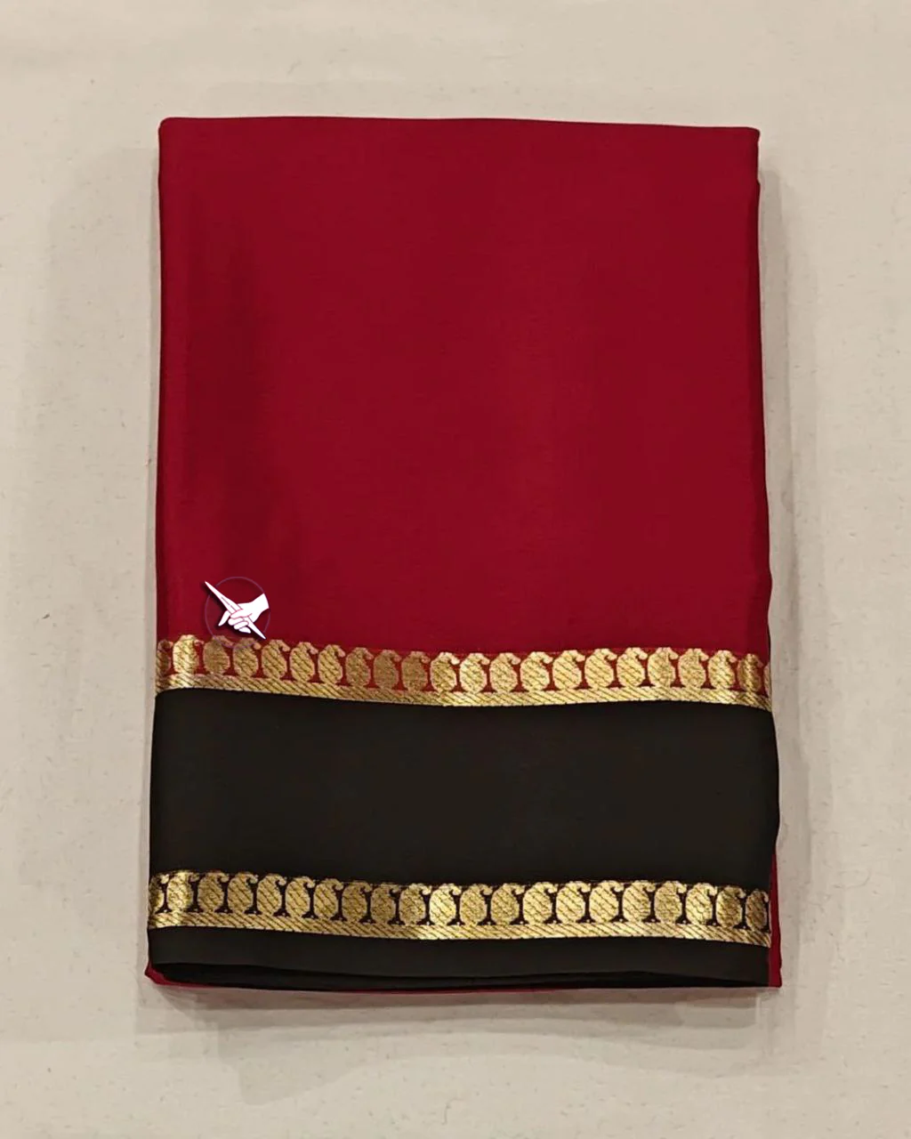 Burgundy Color Pure Mysore Silk Saree With Golden Zari Work