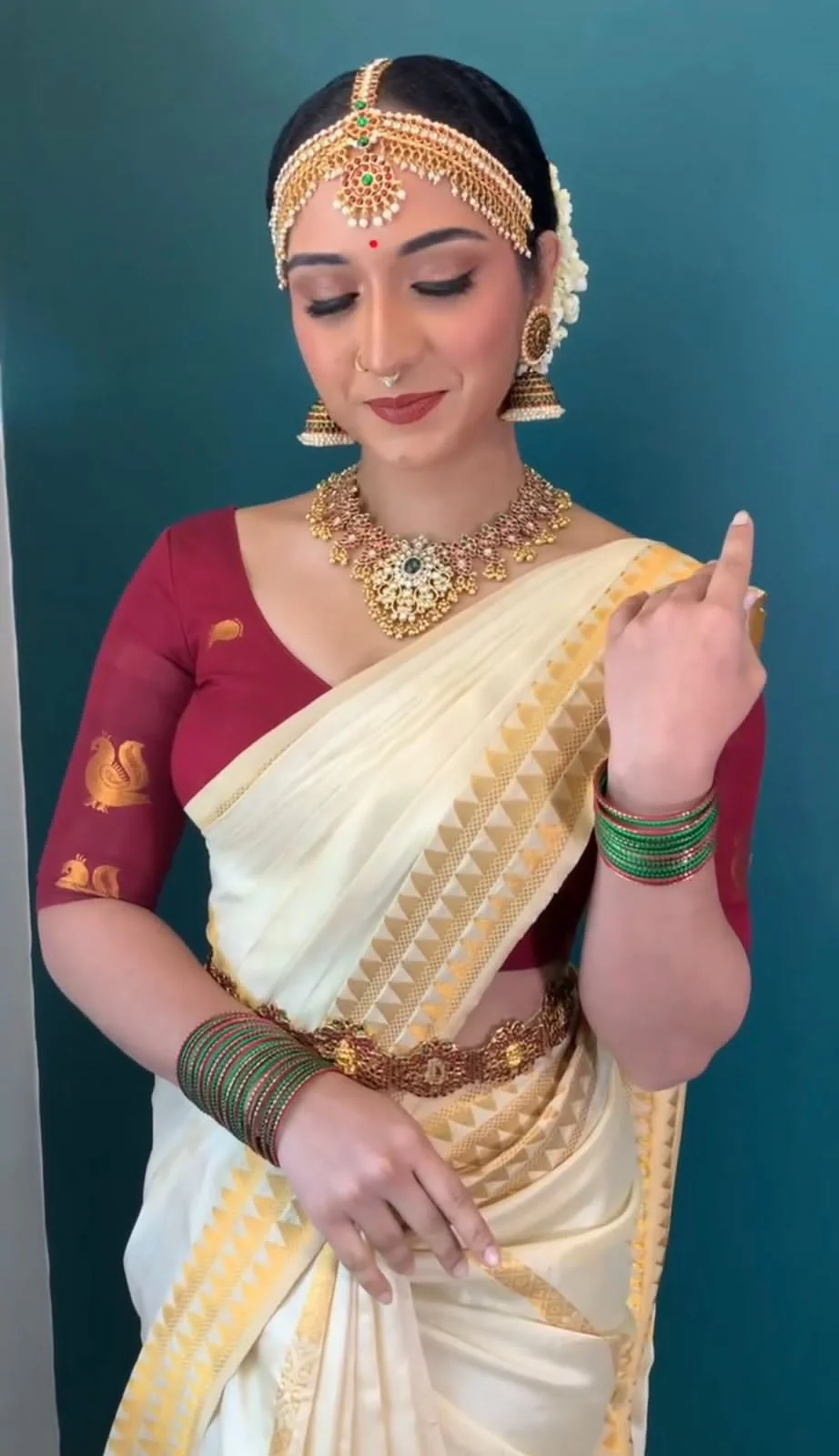 Cream Colour Silk Saree With Zari Work Border - Image 3