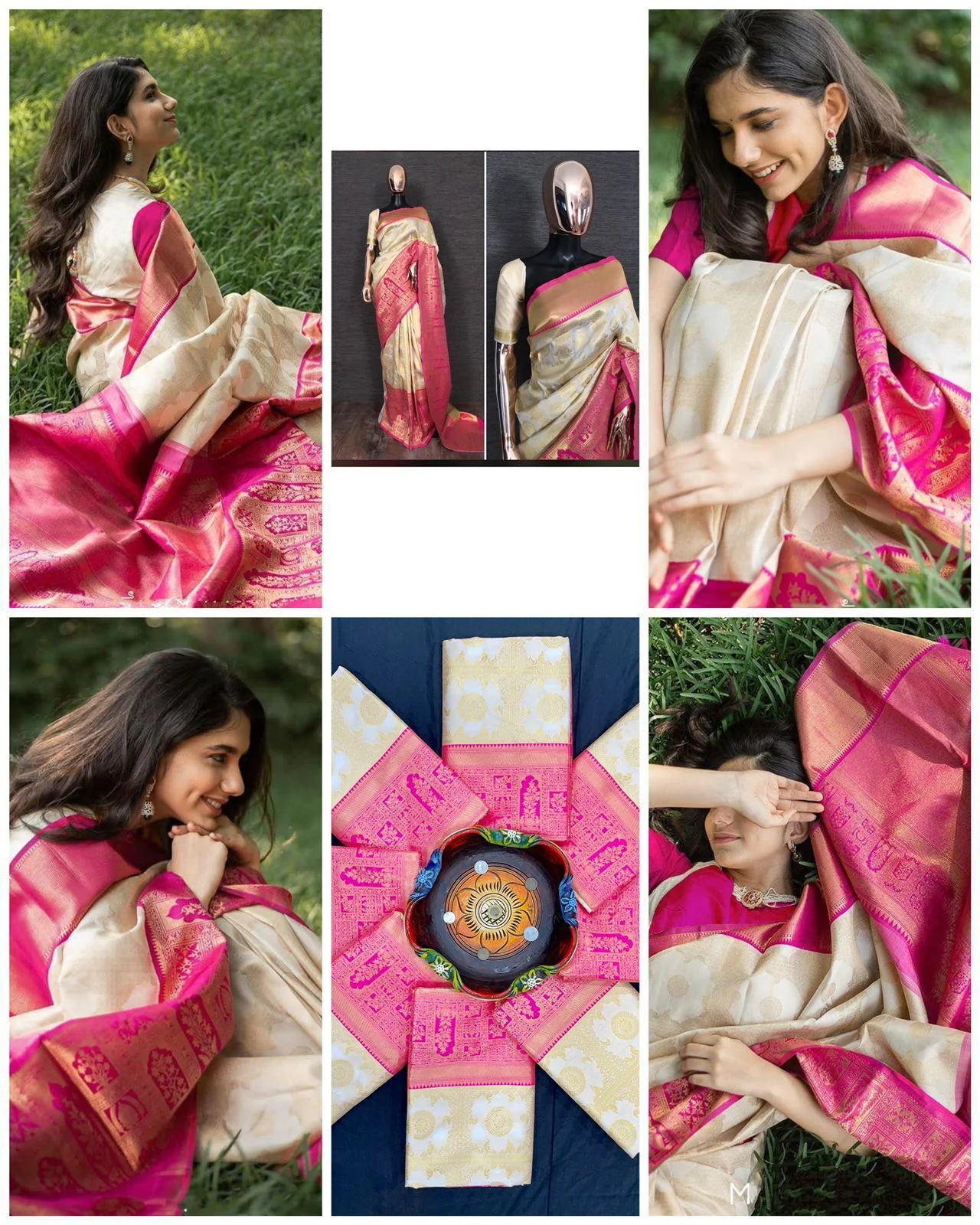 American Silver Color Silk Saree With Rich Pallu & All Over Jacquard Work in Saree - Image 2