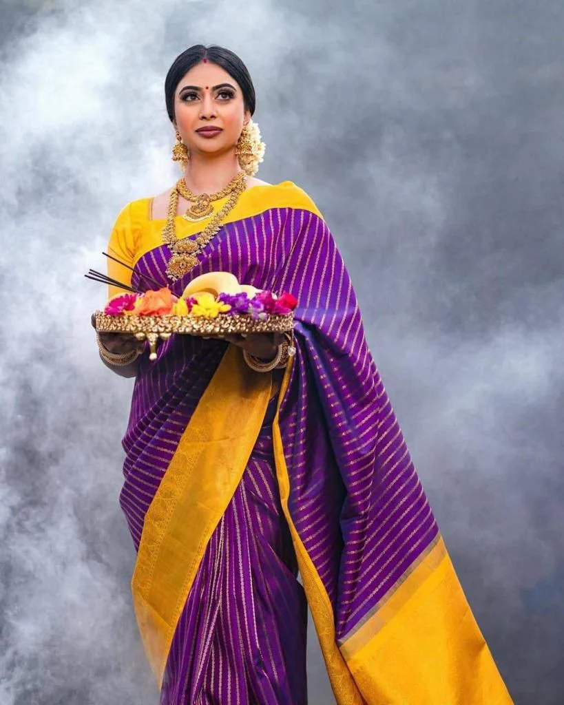 Palatinate Purple Silk Saree With Rich Jacqaurd Pallu - Image 2