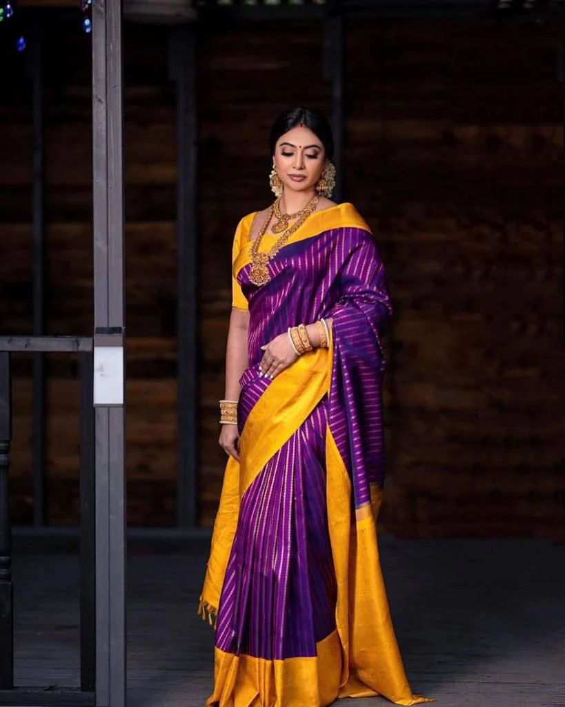 Palatinate Purple Silk Saree With Rich Jacqaurd Pallu - Image 3