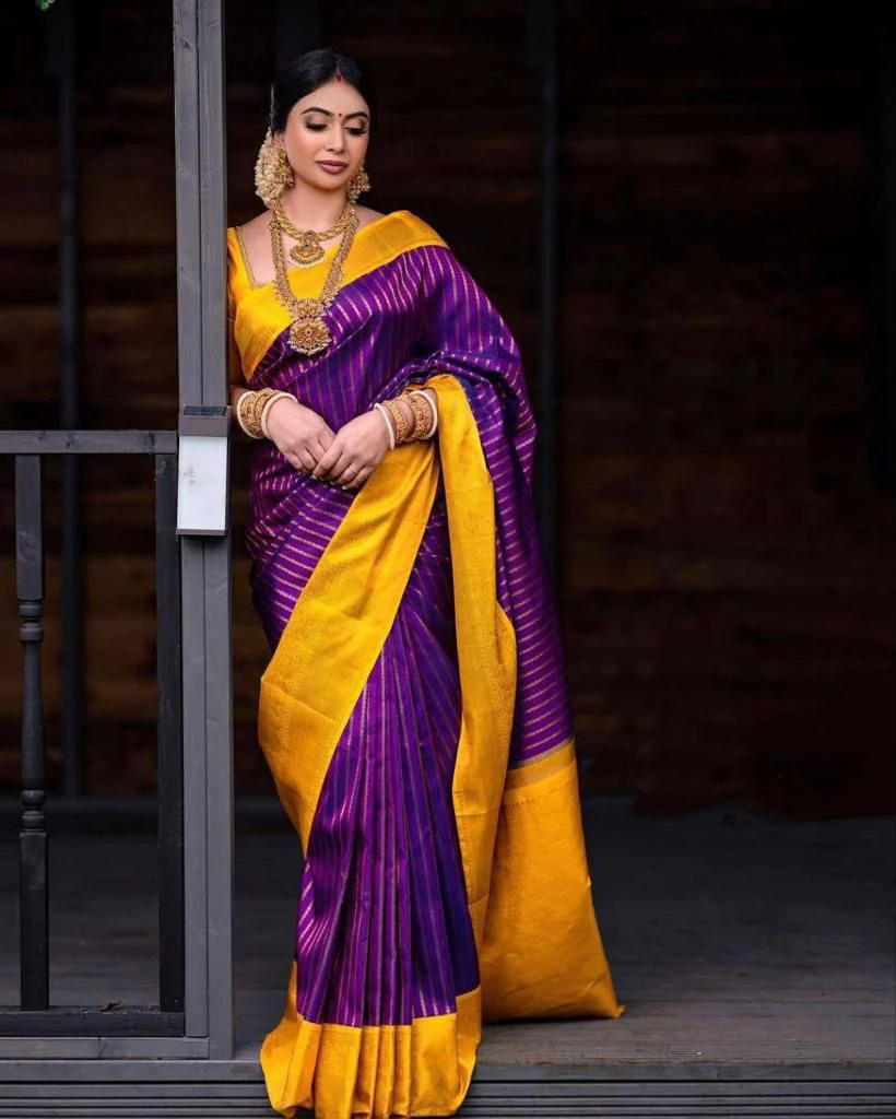Palatinate Purple Silk Saree With Rich Jacqaurd Pallu - Image 5