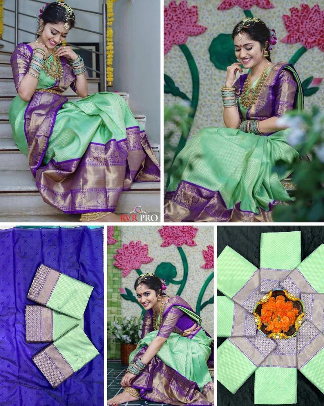 Floral Woven Banarasi Silk Saree with Contrast Border - Image 4
