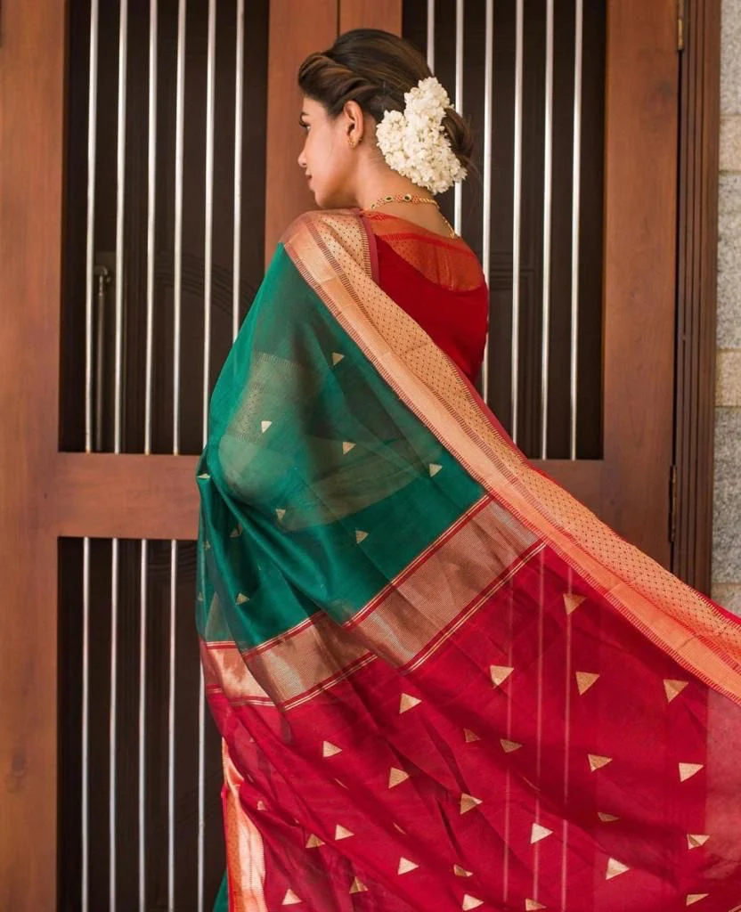Heavy Banarasi Silk Woven Pattern Modern Jacquard Work - Image 5