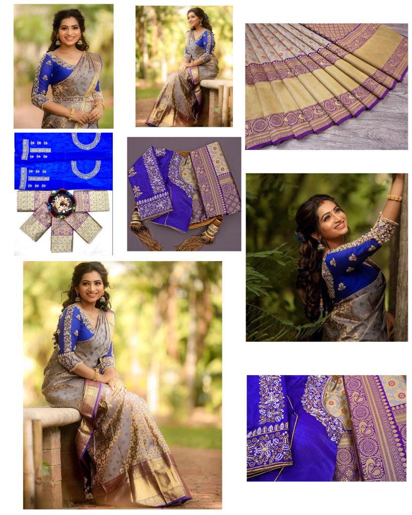 Heavy Work latest Silk Saree With Full Jacquard & Dual Blouse - Image 6