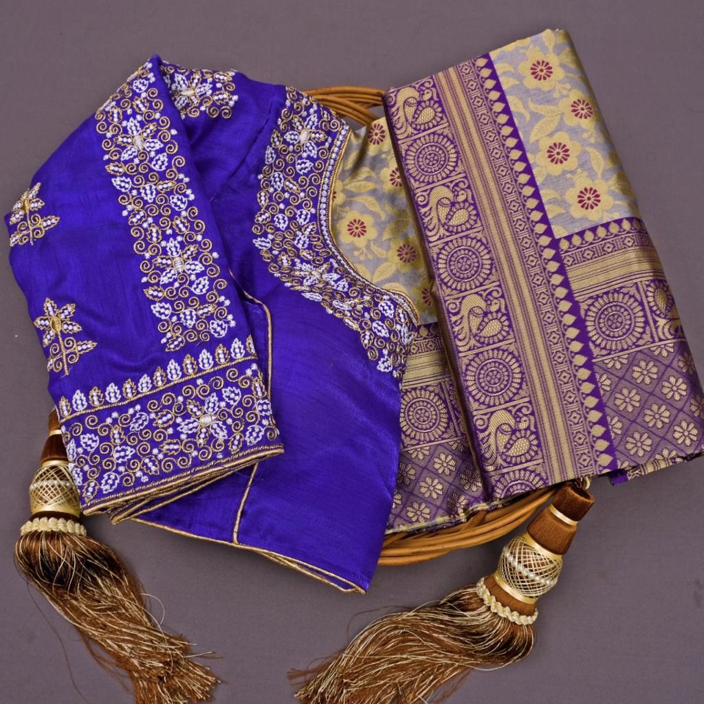 Heavy Work latest Silk Saree With Full Jacquard & Dual Blouse - Image 8