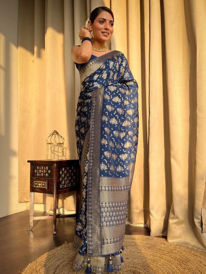 Latest Design Silk Saree With Rich Pallu and Jhalar