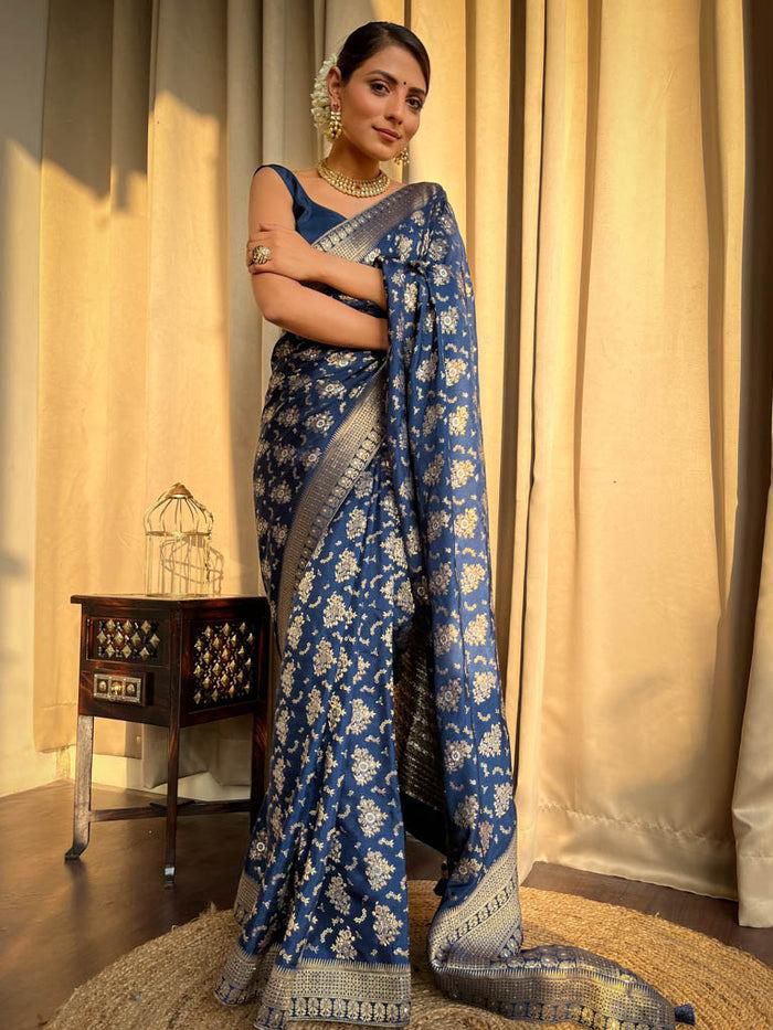 Latest Design Silk Saree With Rich Pallu and Jhalar - Image 2