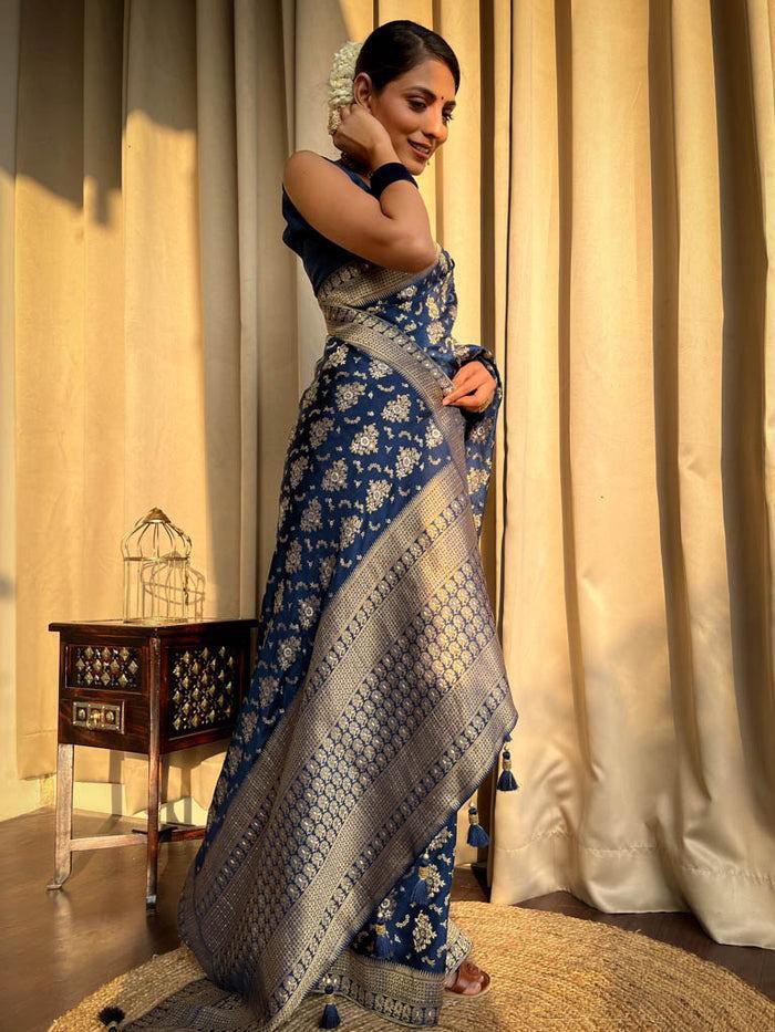 Latest Design Silk Saree With Rich Pallu and Jhalar - Image 4