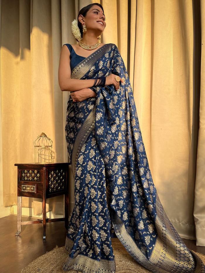Latest Design Silk Saree With Rich Pallu and Jhalar - Image 6