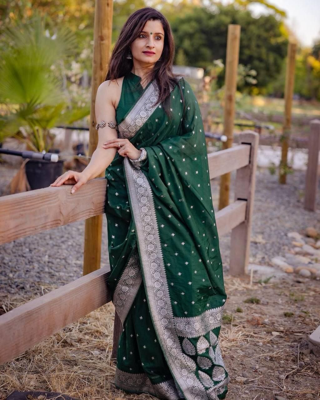 Mesmerizing Silk Saree With Rich Pallu & Silver Zari Work - Image 5