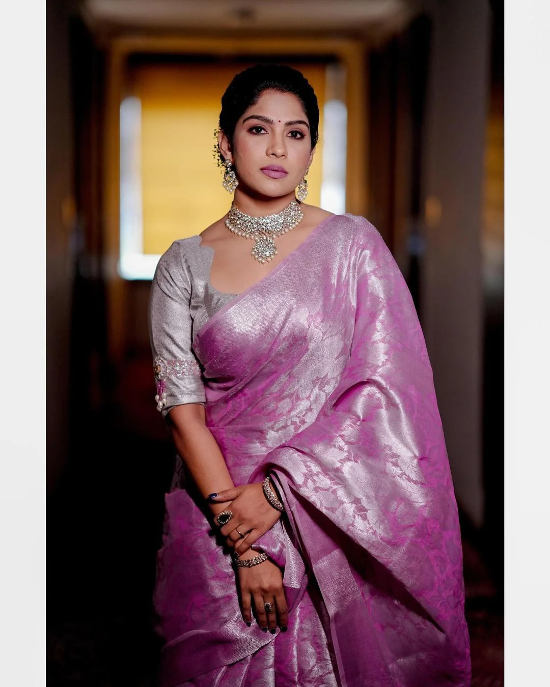 Mountbatten Pink Color Kanjivaram Silk Saree - Image 3