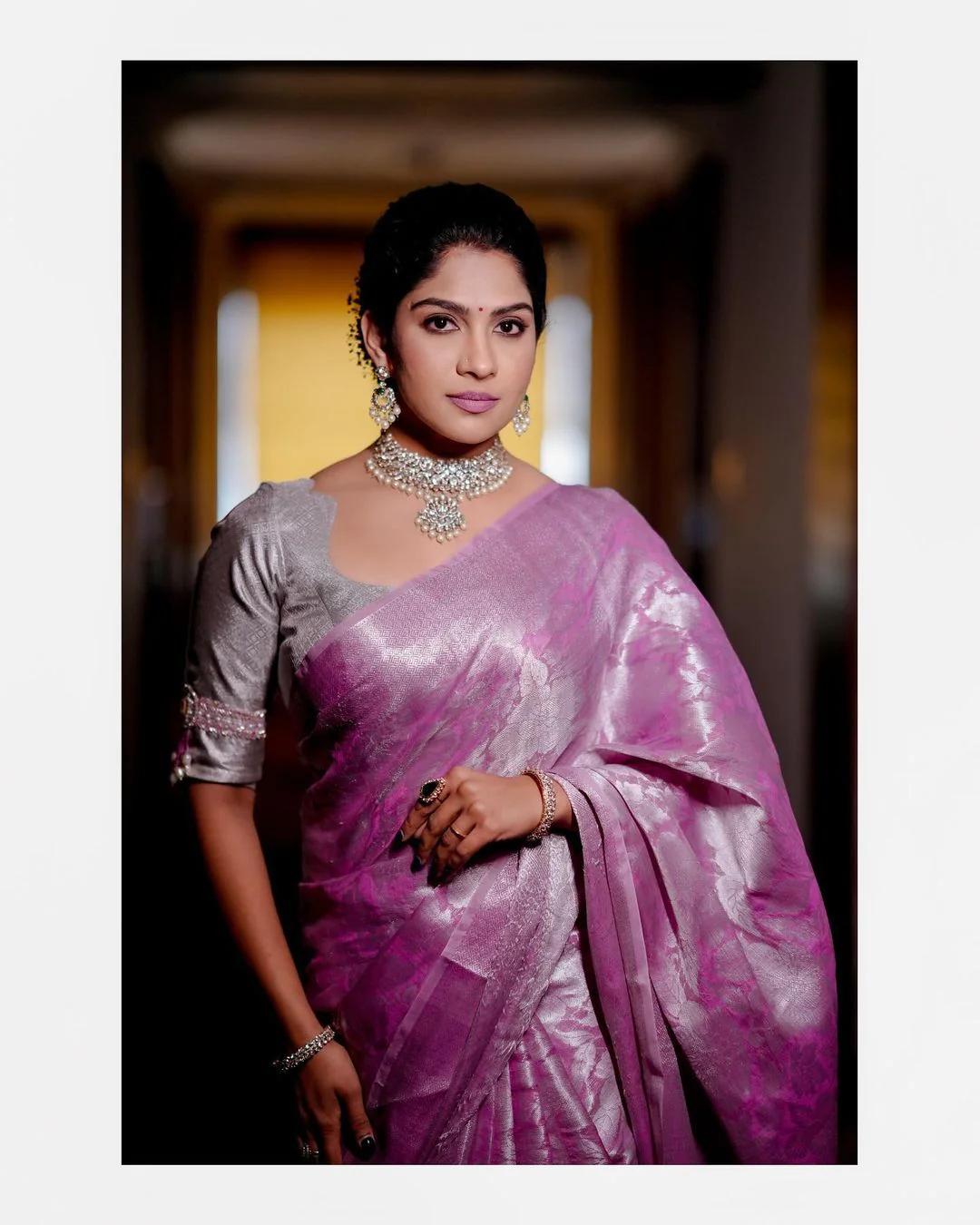Mountbatten Pink Color Kanjivaram Silk Saree - Image 4