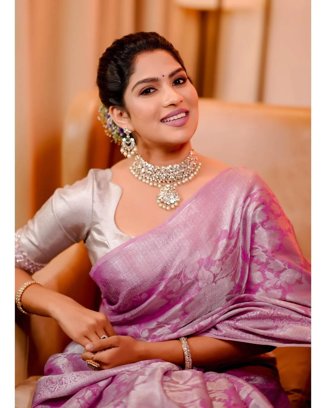 Mountbatten Pink Color Kanjivaram Silk Saree - Image 5