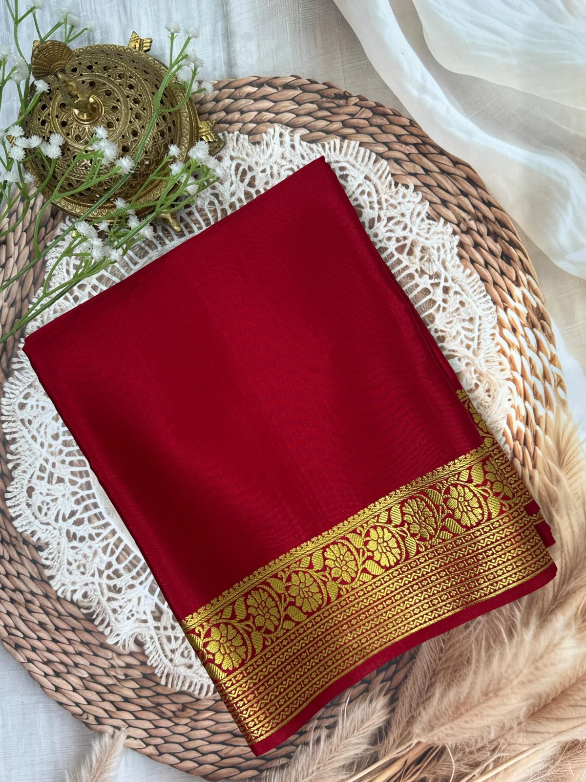 Rich Zari Border Traditional Mysore Silk Saree - Image 3