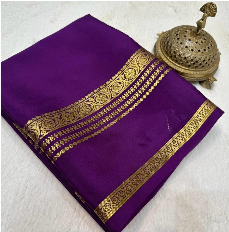 Timeless Mysore Silk Saree with Luxurious Bentex Border - Image 2
