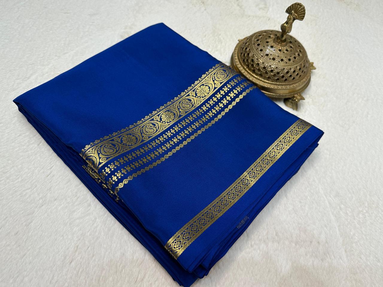 Timeless Mysore Silk Saree with Luxurious Bentex Border - Image 4