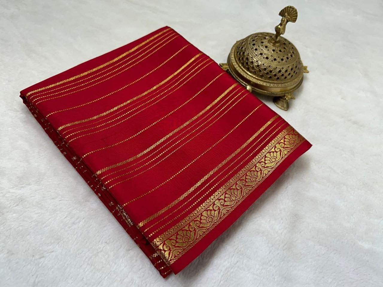Traditional Beautiful Pure Zari Mysore Silk Sarees - Image 3