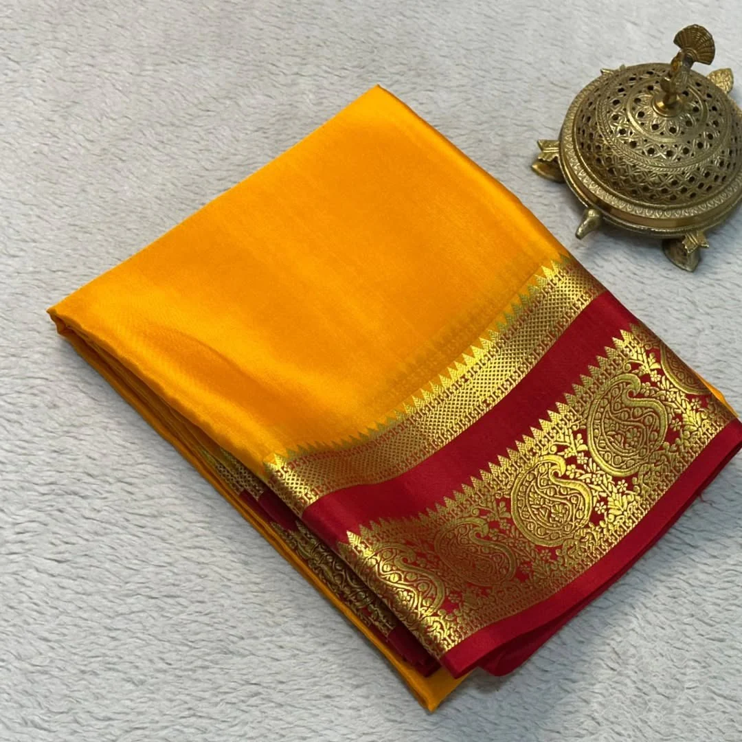 Trending Mango Zari Border Traditional Mysore Silk Saree - Image 2