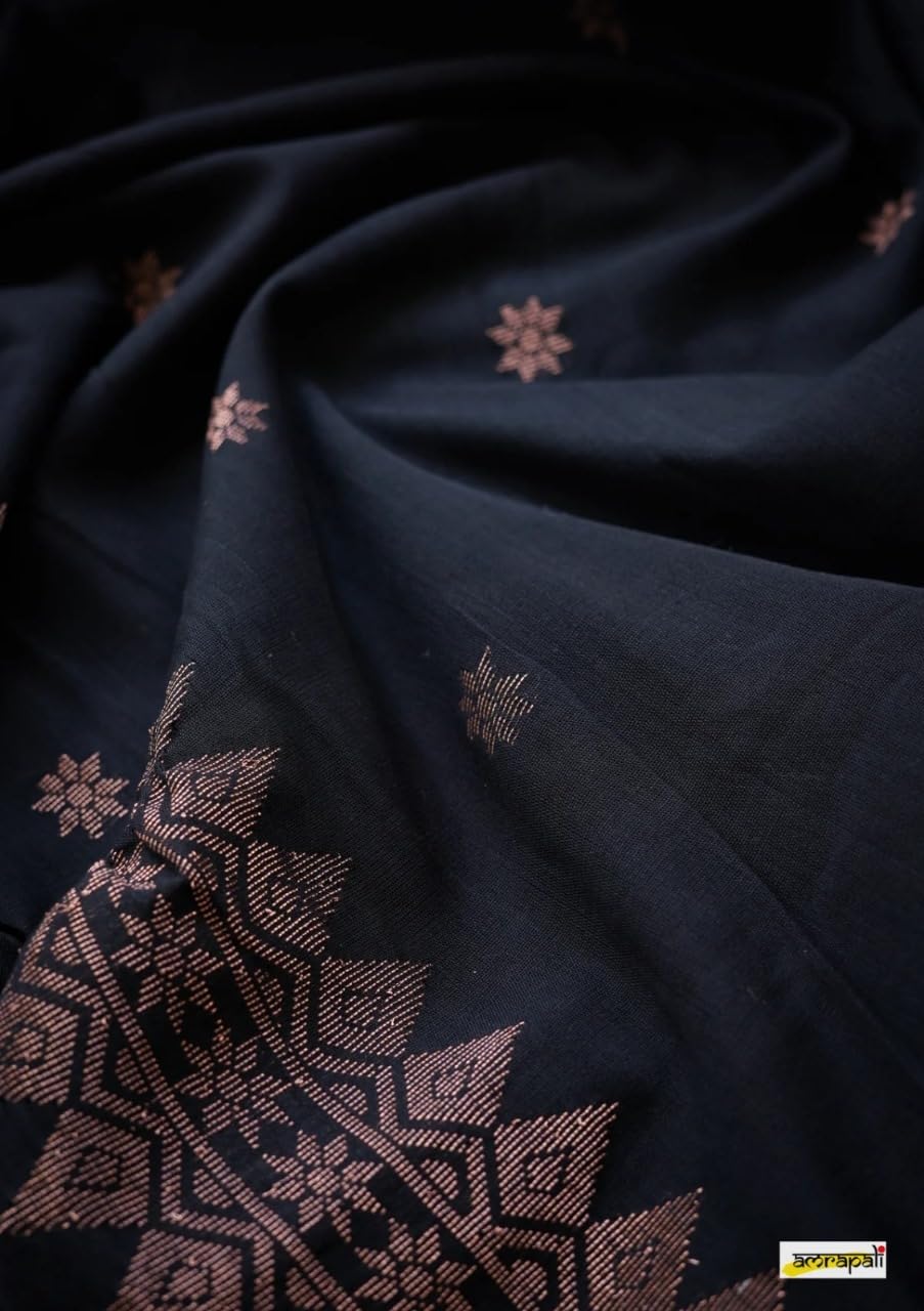 Vampire Black Silk Saree With Beautiful Zari Border & Rich Jacqaurd Pallu - Image 7